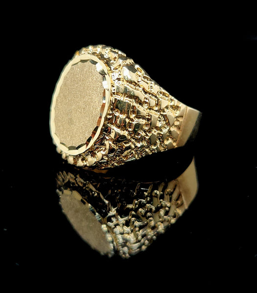 Gorgeous engravable men’s 10 karat gold nuggets style ring