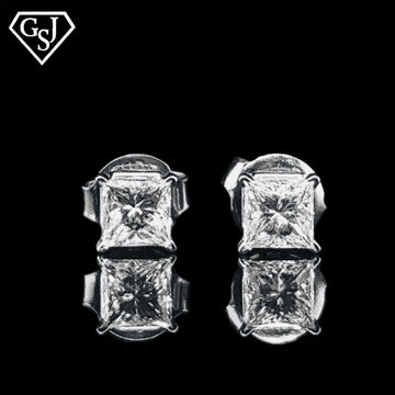 14K White Gold with Natural Diamond Earrings
