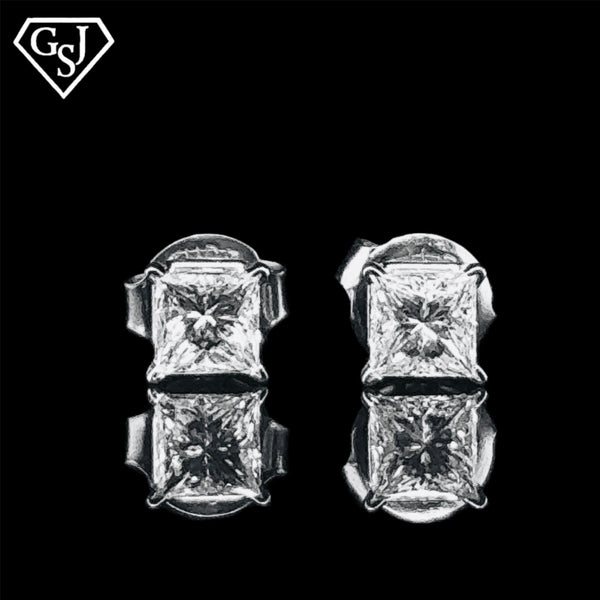 14K White Gold with Natural Diamond Earrings