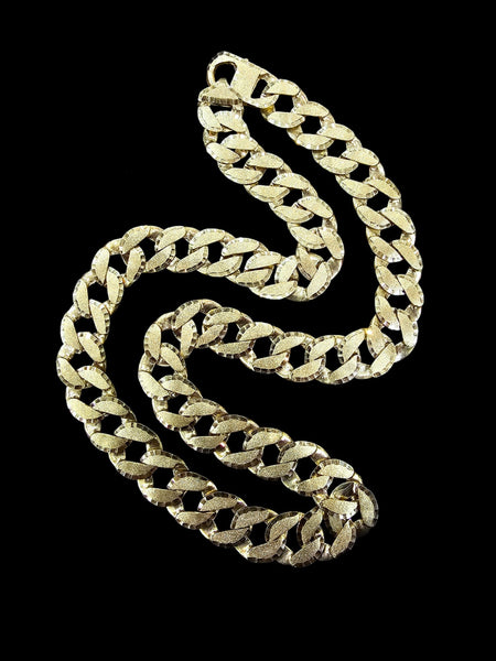 10k solid curb link chain double-sided diamond cut 22” long, 15mm wide, 66.1g