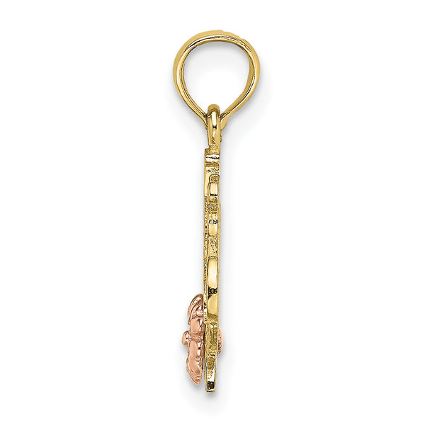 10K Two-Tone & num;1 GRANDMA W/ Flower Charm