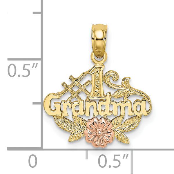 10K Two-Tone & num;1 GRANDMA W/ Flower Charm