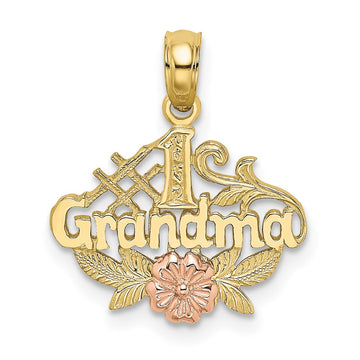 10K Two-Tone & num;1 GRANDMA W/ Flower Charm