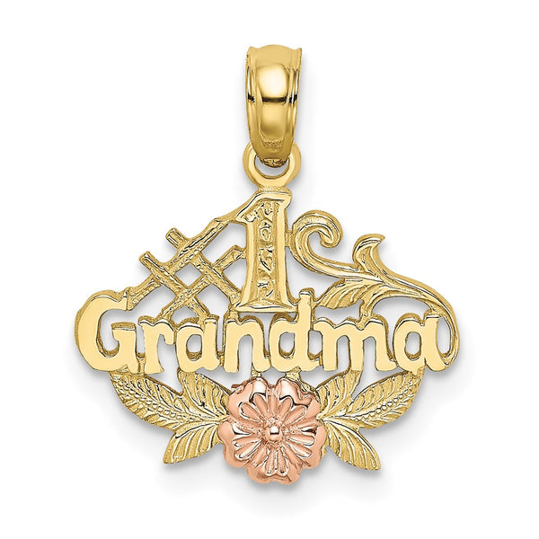 10K Two-Tone & num;1 GRANDMA W/ Flower Charm