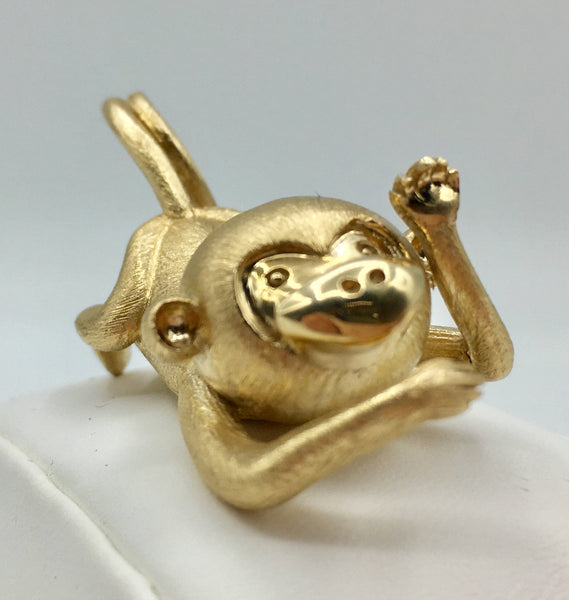 Genuine Solid Gold 10kt Monkey Pendant