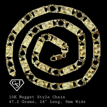 10k Gold Mens Diamond Cut necklace
