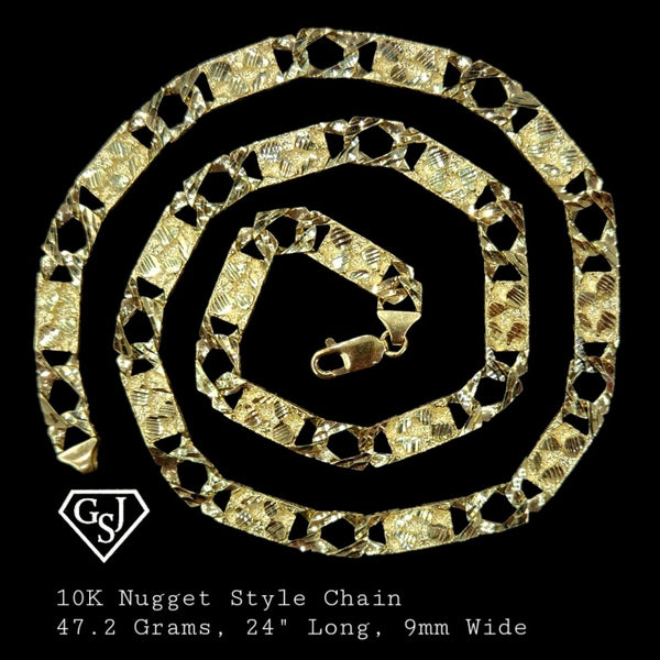 10k Gold Mens Diamond Cut necklace