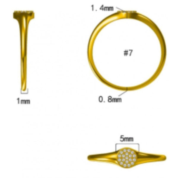 Circles 14k Yellow Gold Diamond Pave Signet Ring (GR-14-1001)