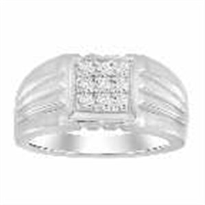 MEN'S RING 1/3 CT ROUND DIAMOND 10K WHITE GOLD
