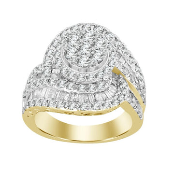 2.15CT Round Diamond Swirl Gold Ring