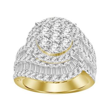 3.10CT Round Diamond Swirl Gold Ring