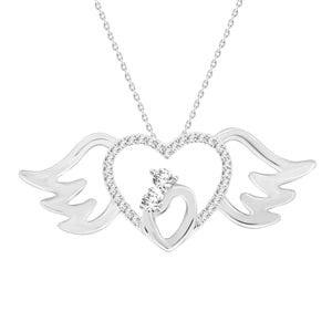 LADIES PENDANT 1/6 CT ROUND DIAMOND 10K WHITE GOLD  (CHAIN  INCLUDED)
