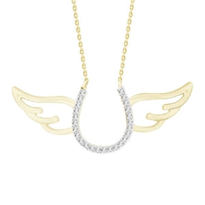 LADIES PENDANT 1/10 CT ROUND DIAMOND 10K YELLOW GOLD (CHAIN  INCLUDED)