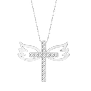 LADIES PENDANT 1/10 CT ROUND DIAMOND 10K WHITE GOLD (CHAIN  INCLUDED)