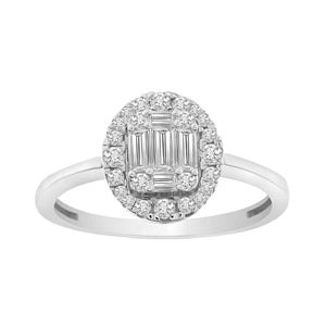 LADIES RING 1/2 CT ROUND/BAGUETTE DIAMOND 14K WHITE GOLD