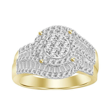 1.00CT Round Diamond Swirl Gold Ring