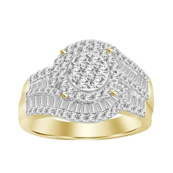1.00CT Round Diamond Swirl Gold Ring