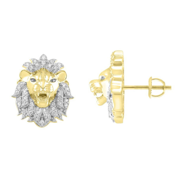 Gold Lion Head Stud Earrings
