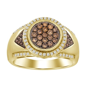 MEN'S RING 1/2 CT ROUND/CHOCOLATE DIAMOND 10K YELLOW   GOLD