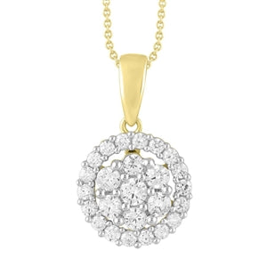 LADIES PENDANT 3/4 ROUND DIAMOND 10K YELLOW GOLD
