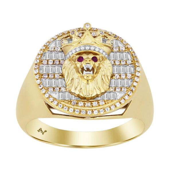 Lion Head Signet Gold Ring