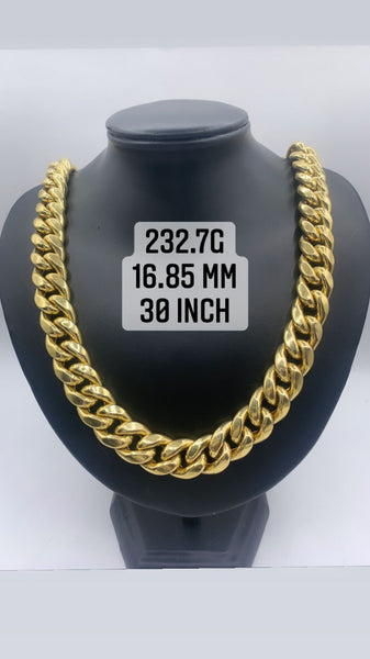 10kt 30 Inch Jumbo Size Miami Cuban Link Chain.