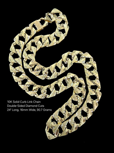 90.7g 10k gold chain double diamond cut