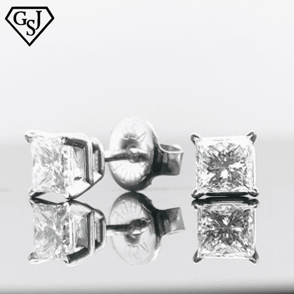 14K White Gold with Natural Diamond Earrings
