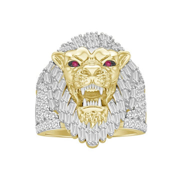 Gold Ruby Eye Lion Head Ring