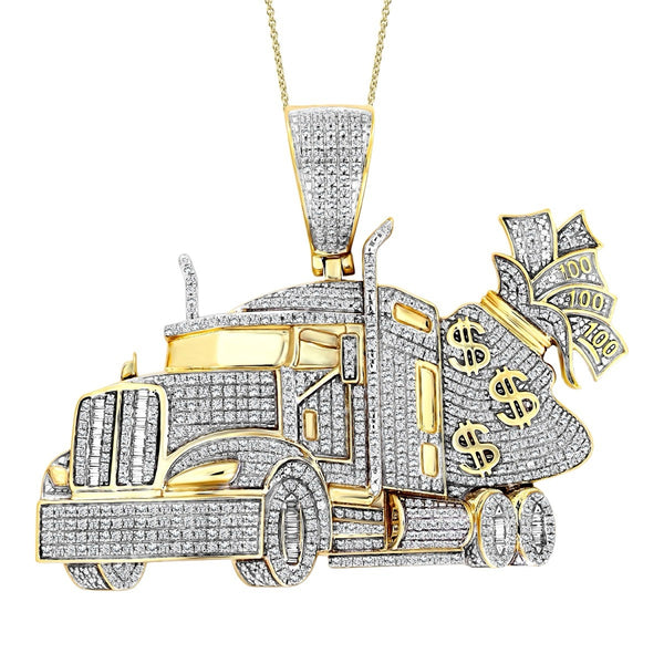 Hiphop Yellow Gold Truck Pendant