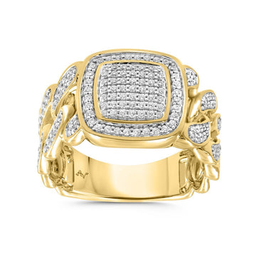 Men’s Diamond Cluster Chain Gold Ring