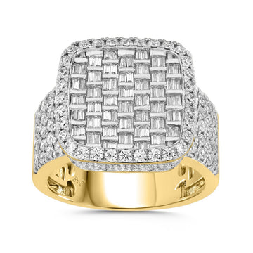 Men’s Square Baguette Diamond Gold Ring