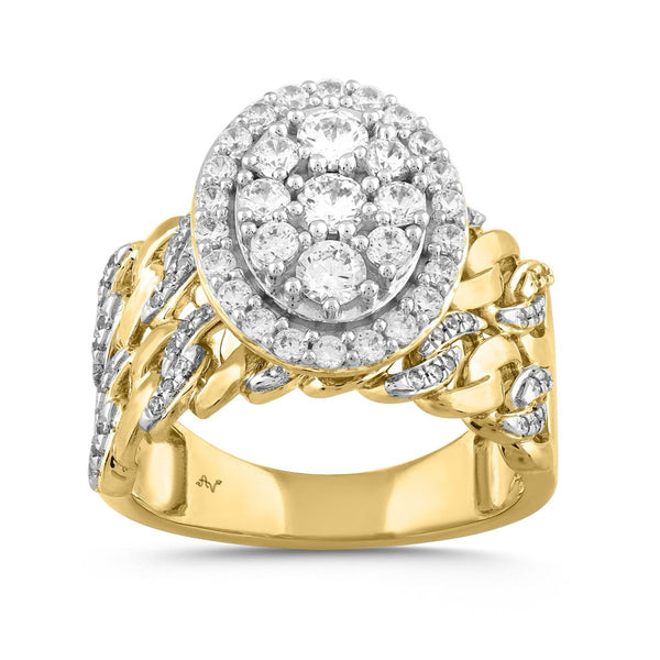 1.00CT Round Diamond Signet Chainlink Gold Ring