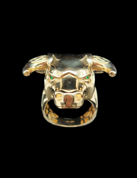 10Kt Gold Mens Buffalo Ring