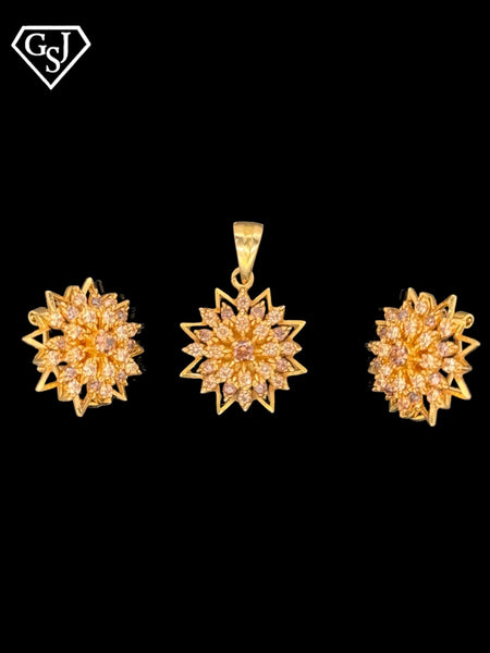 22K Gold Pendant with Matching Earrings