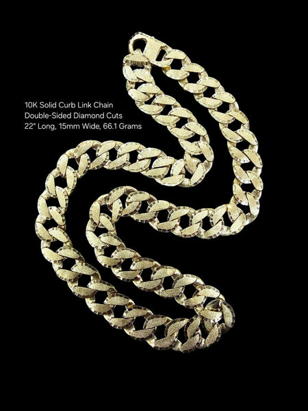 66.1g solid diamond cut 10k gold chain