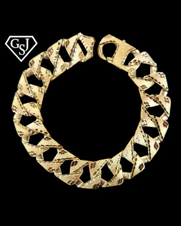 10kt Gold Mens Diamond Cut Bracelet