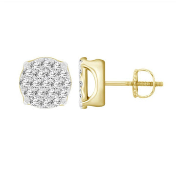 0.50CT Round Diamond Cluster Stud Earrings