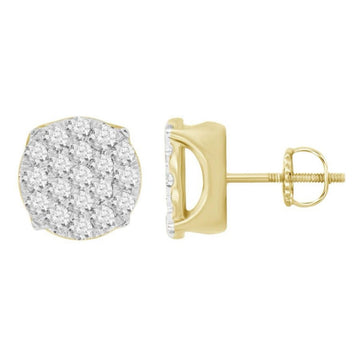 0.75CT Round Diamond Cluster Stud Earrings