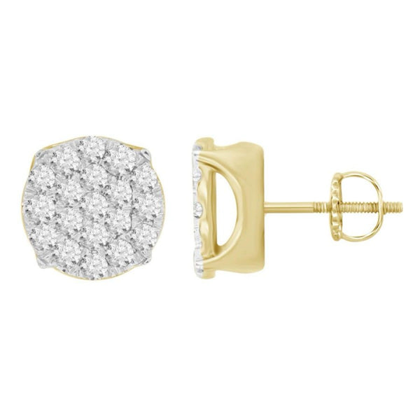 0.75CT Round Diamond Cluster Stud Earrings