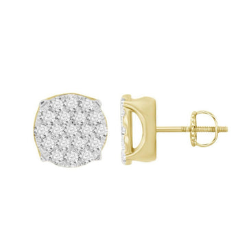 1.00CT Round Diamond Cluster Stud Earrings