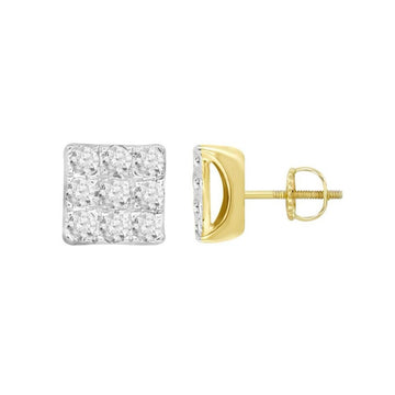 0.25CT Round Diamond Square Studs