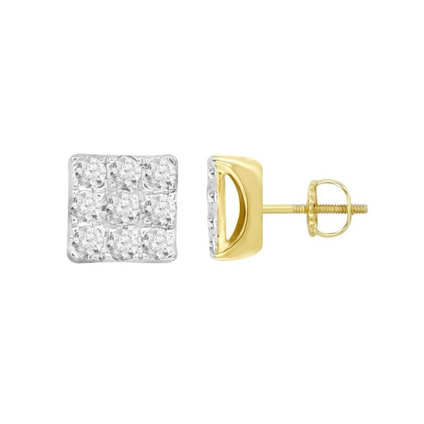 0.25CT Round Diamond Square Studs