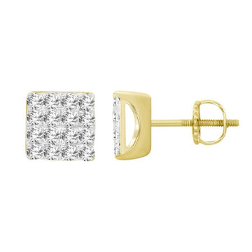 0.50CT Round Diamond Square Studs