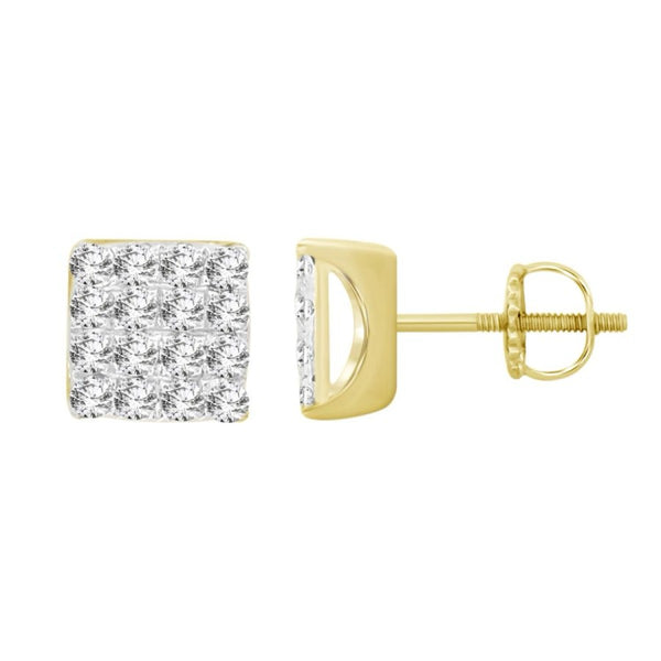 0.50CT Round Diamond Square Studs