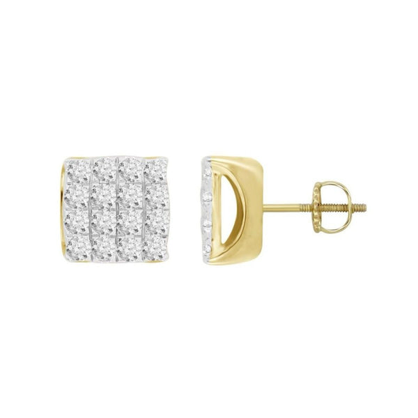 0.75CT Round Diamond Square Studs