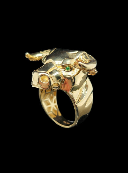 10Kt Gold Mens Buffalo Ring