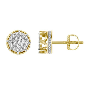 0.75CT Crown Basket Round Diamond Studs