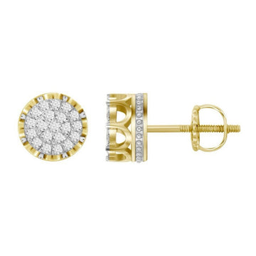 1.00CT Crown Basket Round Diamond Studs