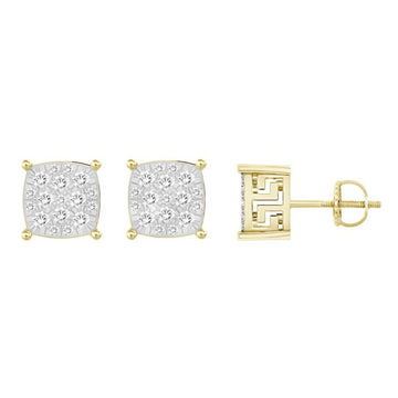 0.25CT Diamond Cluster Square Zigzag Frame Studs